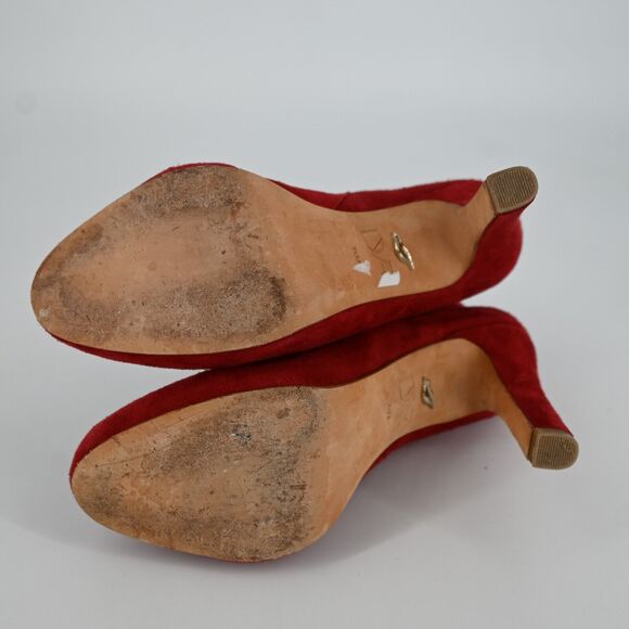 DVF | Red Suede Zipper Booties Size: 7.5 M - Picture 5 of 10